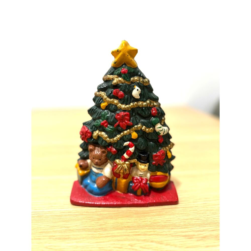 Cast Iron CHRISTMAS Tree Door Stop VINTAGE